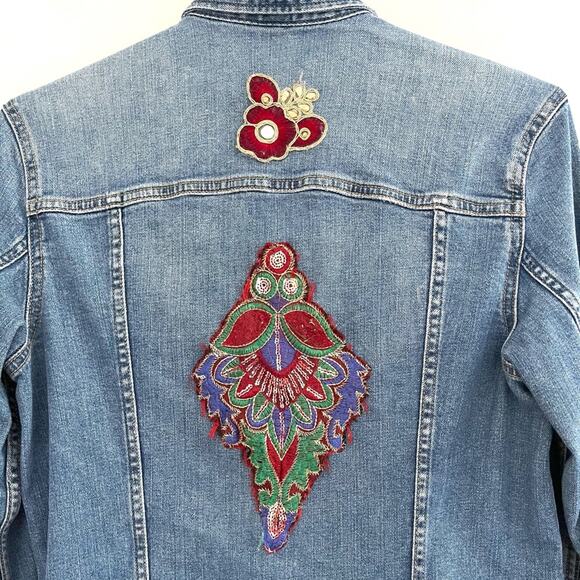 &Denim re-done Boho Jean Jacket size 8 unique blue - Picture 3 of 9